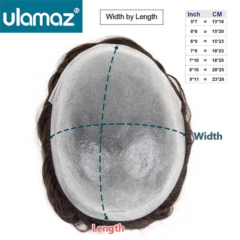 0.04-0.06mm Knotted Skin Toupee Mens Wig Natural Hairline Microskin Male Hair Prosthesis Wigs Human Hair Mens Hair System Unit