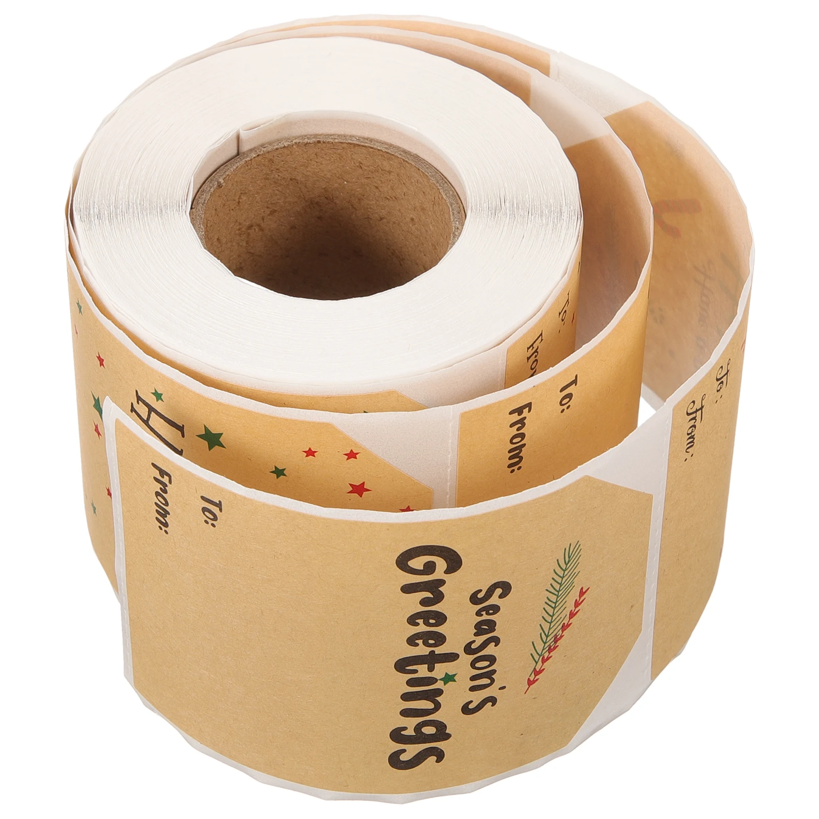 

Kraft Paper Christmas Stickers Rectangular Self Adhesive Gift Labels Holiday Decor Sticker Roll Xmas Tags Decals For Cards