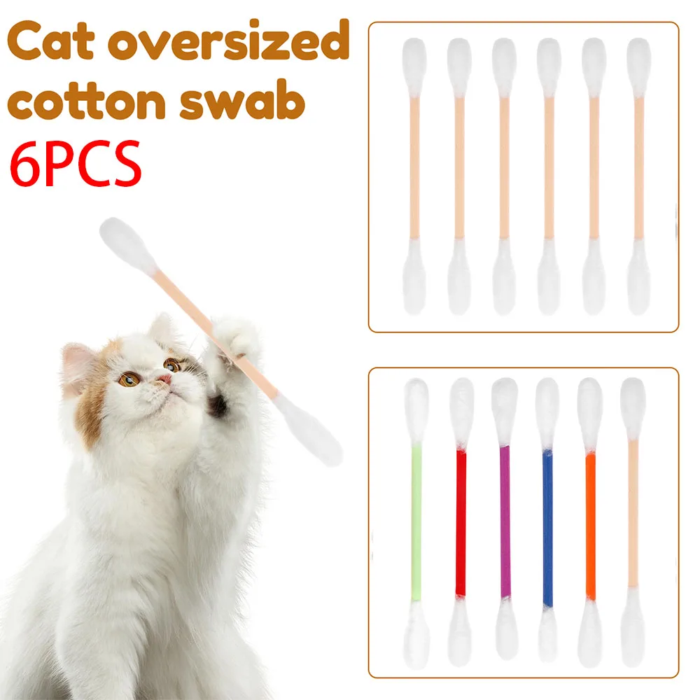 6Pcs Cotton Swab Cat Toy Giant Kitten Chew Stick with Catnip Interactive Indoor Peet Boredom Relief Toy Qtip Cat Toy Pet Supplie