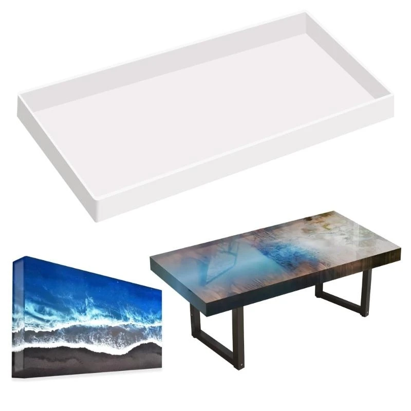 97BA Large Silicone Mould For DIY Resin Table Includes 4 Metal Legs
