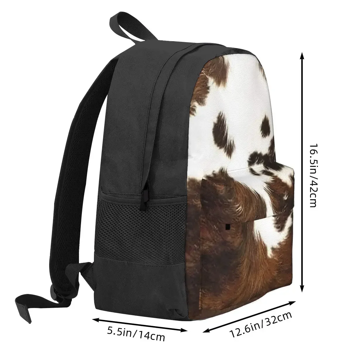 Stylish Cow Fur Cowhide Texture Cow Skin Print Pattern Backpack Student BookBag Kids School Bag Computer  for Men Women