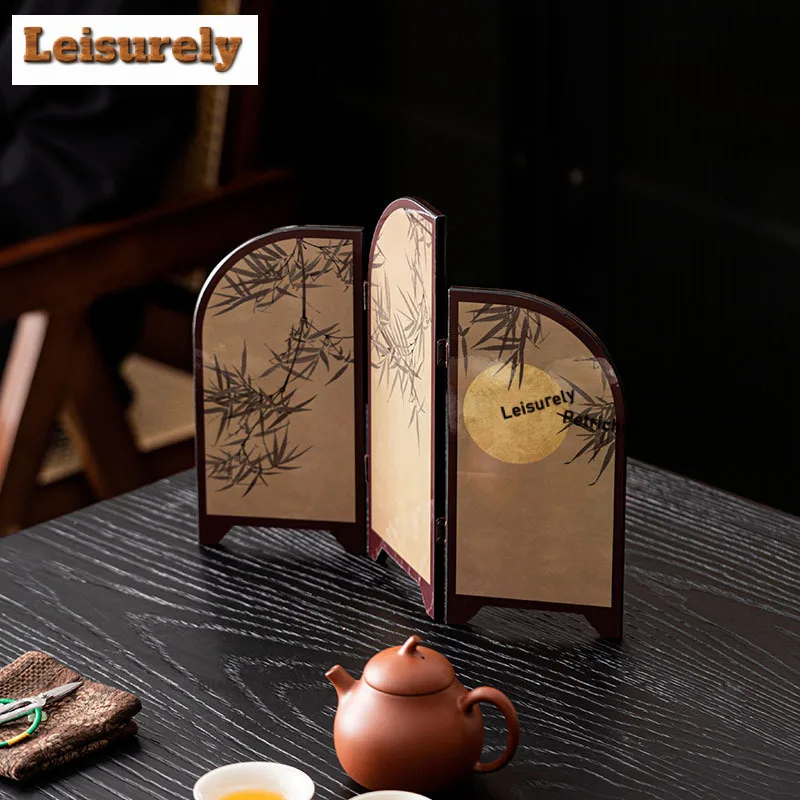 New Chinese Style Moonlight Bamboo Crane Desktop Screen Antique Living Room Entrance Tea Table Study Decorative Painting Ornamen