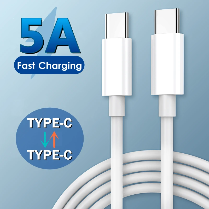 5A USB C To USB Type C PD Wire Type-c Cord For Xiaomi Samsung Macbook iPad Oneplus Smartphone Line Double Head Data Sync Cables