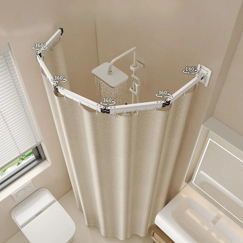 Foldable Shower Curtain  Bathroom Waterproof Privacy Screen Retractable Hanging Divider for Tub Space Saving