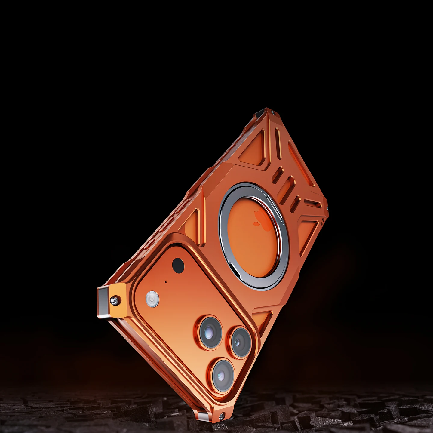 Całkowicie aluminiowa obudowa do iPhone'a 17 Pro 16 15 14 13 Pro Max, metalowa, odporna na wstrząsy, chroniąca przed upadkiem, z obrotowym pierścieniem i magnetycznym uchwytem. — zdjęcie produktu 4