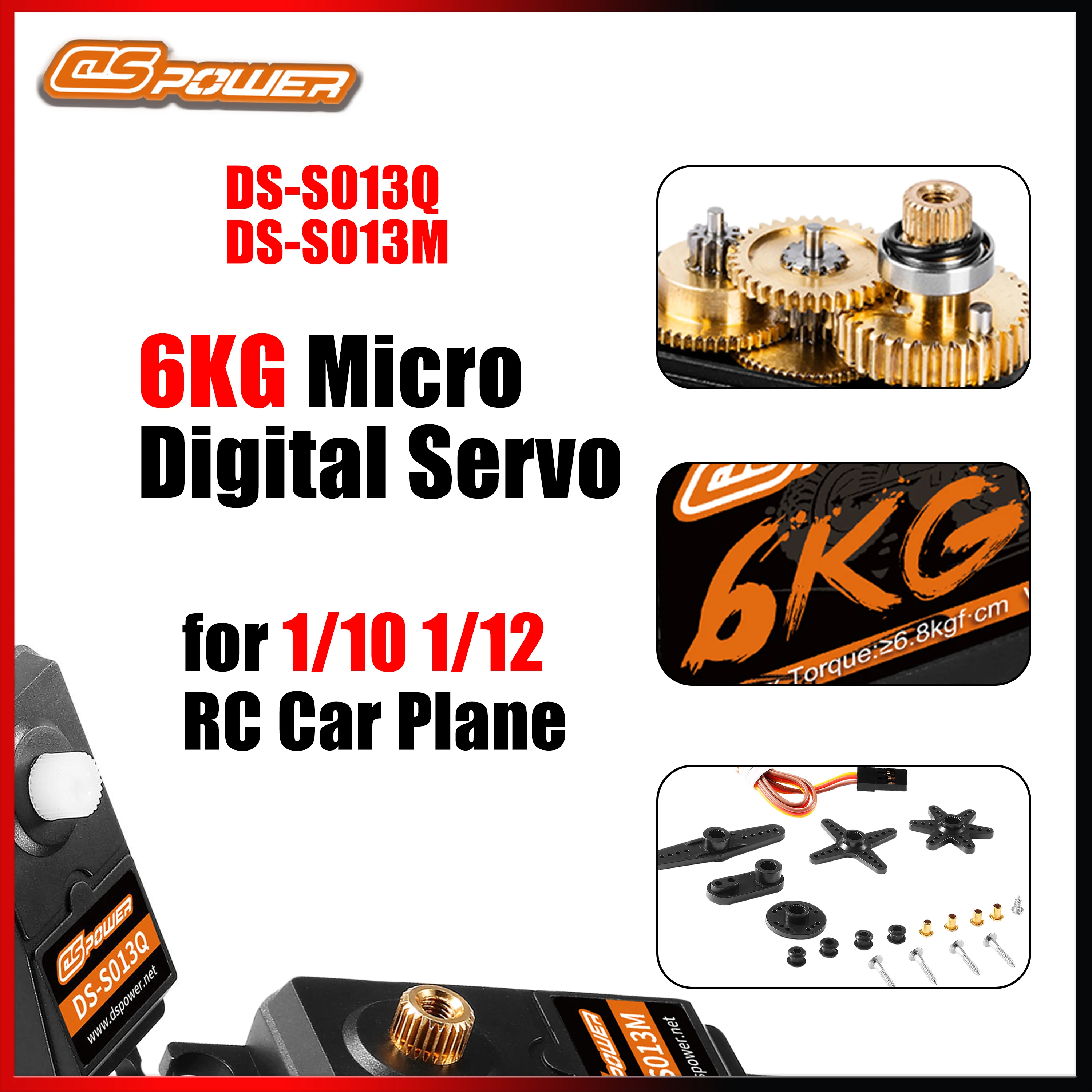 

DSpower 6KG Metal/Plastic Gear High Torque Digital Servo 4.8~6.0V for 1/10 1/12 RC Car Truck Crawler Wltoys 124018 124019 SCX10