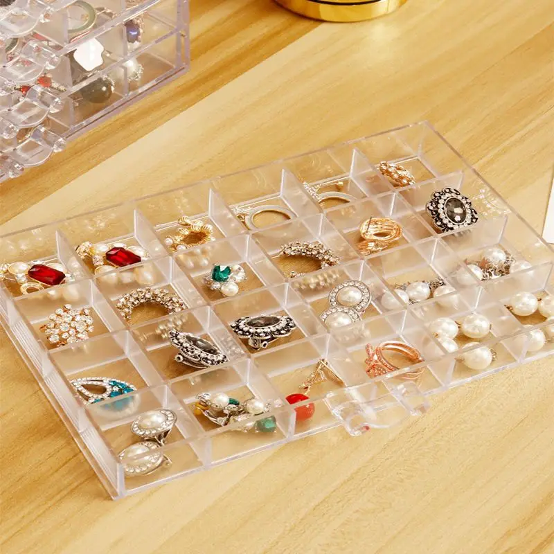 New Art Display Nail Stand Boxes Stackable Grids Earring Drawer 31/72/79/120 Acrylic Jewelry Storage Organizer Earbuds