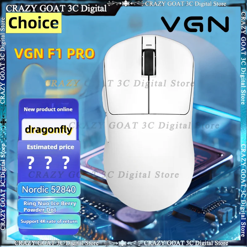 VGN Dragonfly F1 Pro Gaming Mouse Wireless 2 Mode Mouses F1 Moba Mouse Lightweight Paw3395 Long Palytime Fps Game Mouse,White