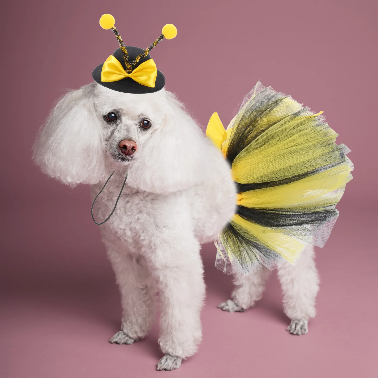 1 Set Creative Puppy Dog Outfit Bee Hat Skirt Kit Dog Apparel Clothes Halloween Pet Cosplay Costume Props