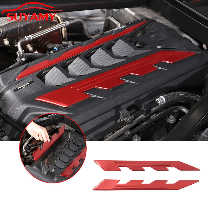 Aluminum Alloy Engine Cover Sides Trim Strip Plate Fits  For Corvette C8 Stingray Z51 Z06 2020-2023 Car Accessories