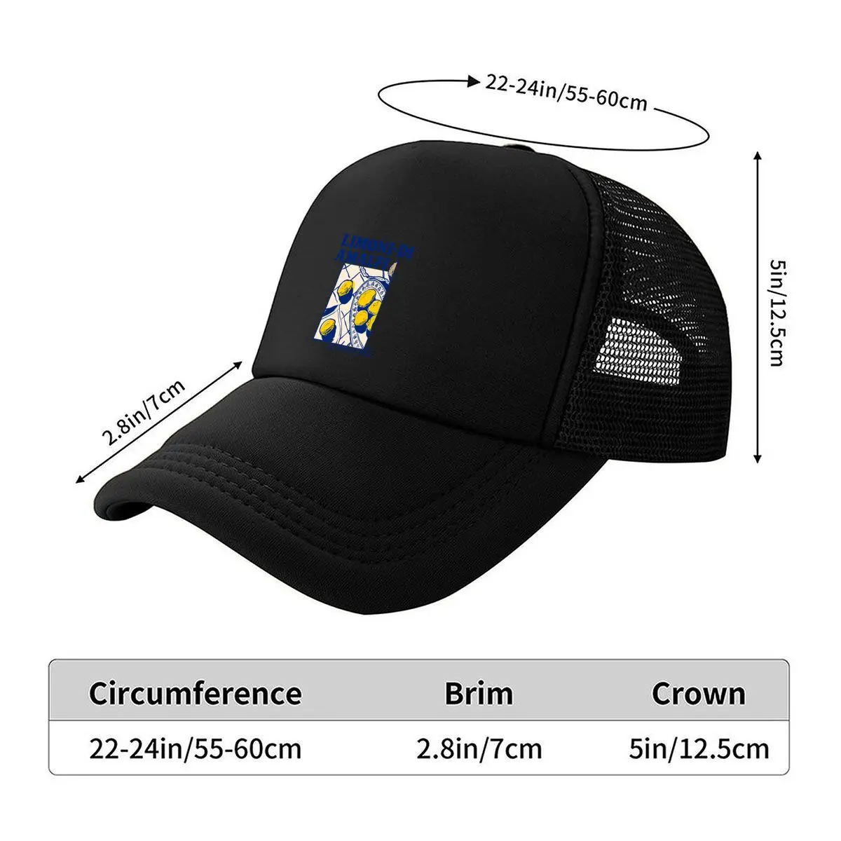 Limoni Di Amalfi La Dolce Vita Lemon Plate Illustration Mesh Baseball Cap Hip Hop