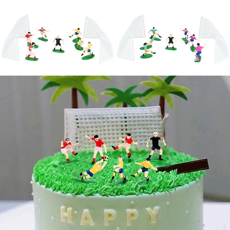 

1Set Football Boy Cakes Topper Decorations Soccer Field Players Doll Cupcake Toppers Sports Birthday Party Favors Supplies Gifts