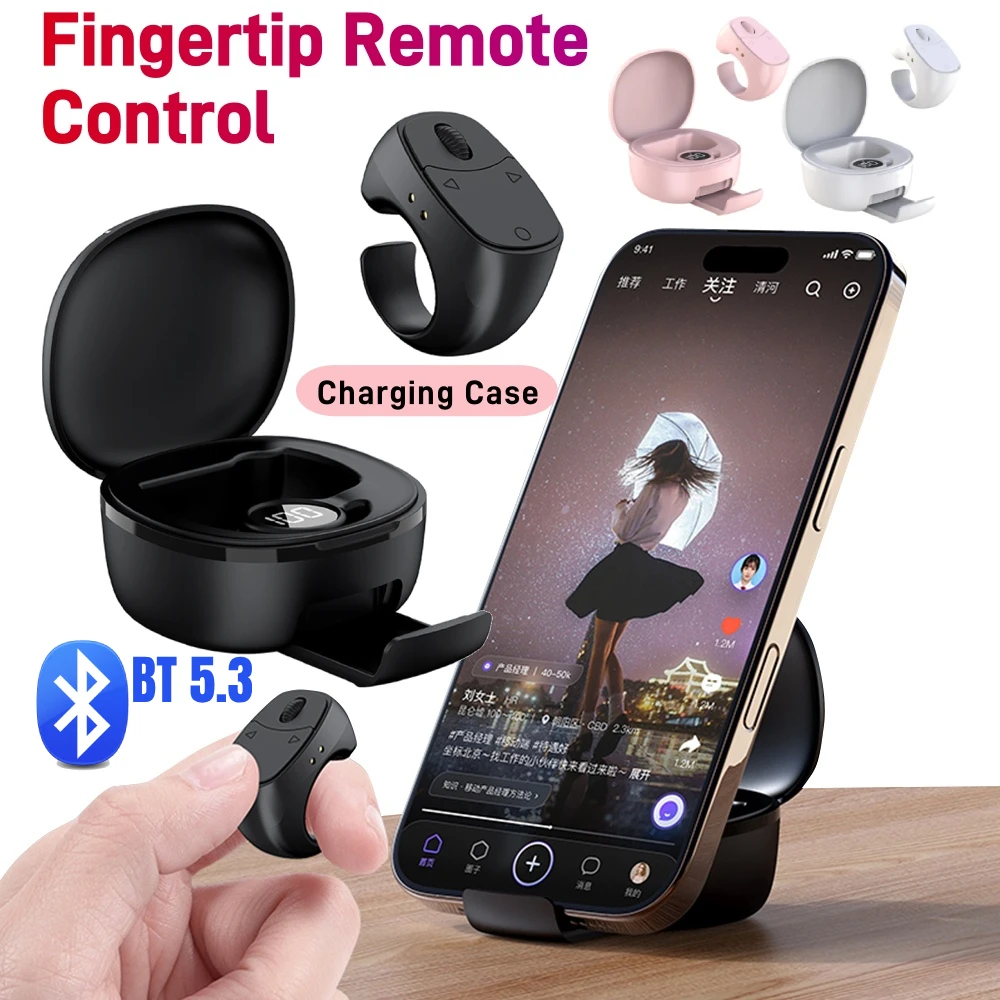 Roller Fingertip Ring Remote Control Wireless Bluetooth Mobile Selfie Mice Video Automatic Page Turner Browsing for Smartphones