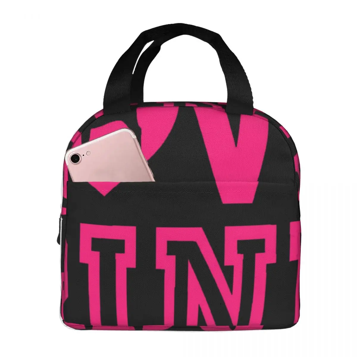 

Love Pink Lunch Bag Unisex Portable Cooler Thermal Insulated Lunch Box Picnic Storage Food Bento Box