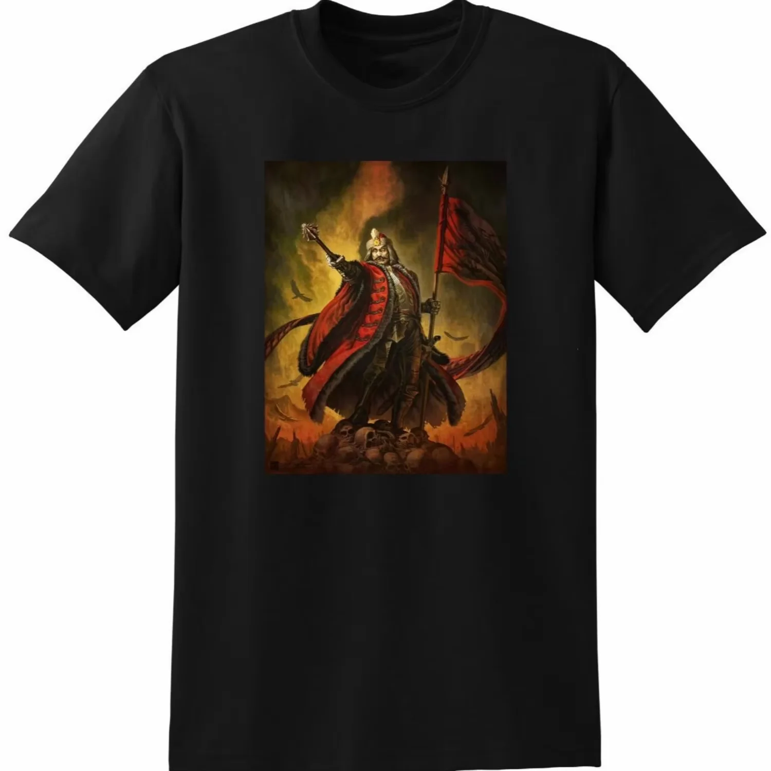 Vintage Vlad The Impaler Vlad Dracula Oil Painting T-Shirt 100% Cotton O-Neck Summer Short Sleeve Casual Mens T-shirt Size S-3XL