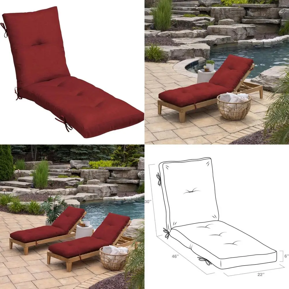 

Outdoor Modern Tufted Chaise Cushion, 76 x 22, Water-Resistant, Fade-Resistant, Plush Comfort for Patio Furniture