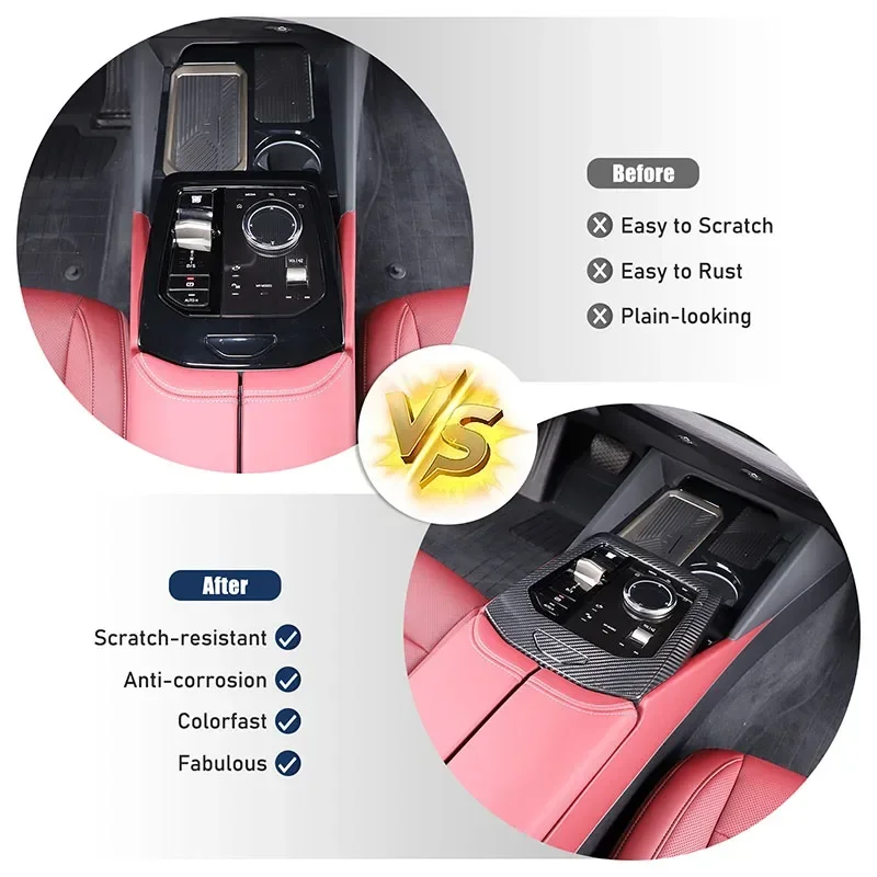 

For BMW 5 Series G60 2024+ Real Carbon Fiber Car Center Control Shift Panel Decorative Cover Interior Modification Accessories