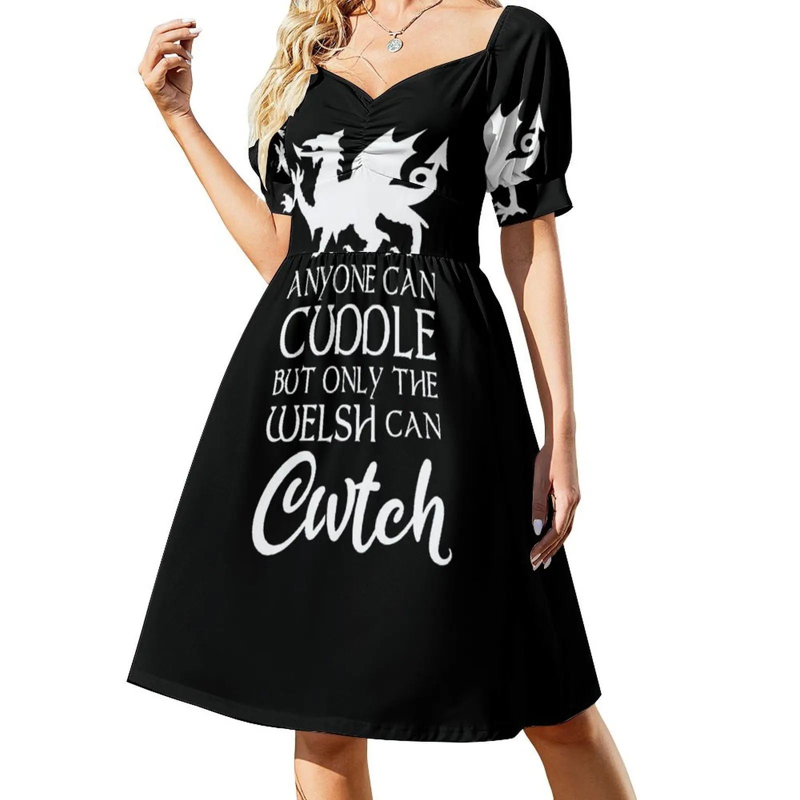 Anyone Can Cuddle But Only The Welsh Can Cwtch I Love Wales Short-Sleeved Dress ceremony dresses dress