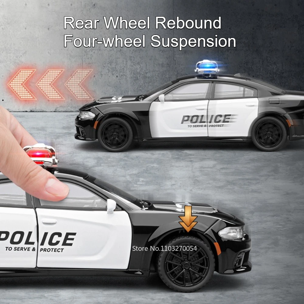 1:32 شاحن 911 DaKar سبيكة سيارة شرطة نموذج لعبة صغيرة العجلات الخلفية قوة العودة ضوء الموسيقى الباب فتح مركبة الصبي هدية عيد الميلاد #5