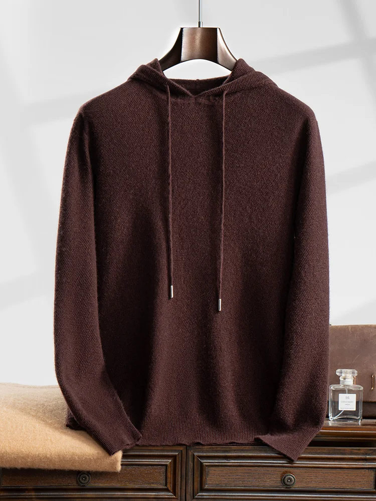 Maglione con cappuccio Pullover lavorato a maglia 100% Cashmere da uomo ANGEL autunno inverno nuovo stile maglione a maniche lunghe felpa con cappuccio sportiva Casual Top