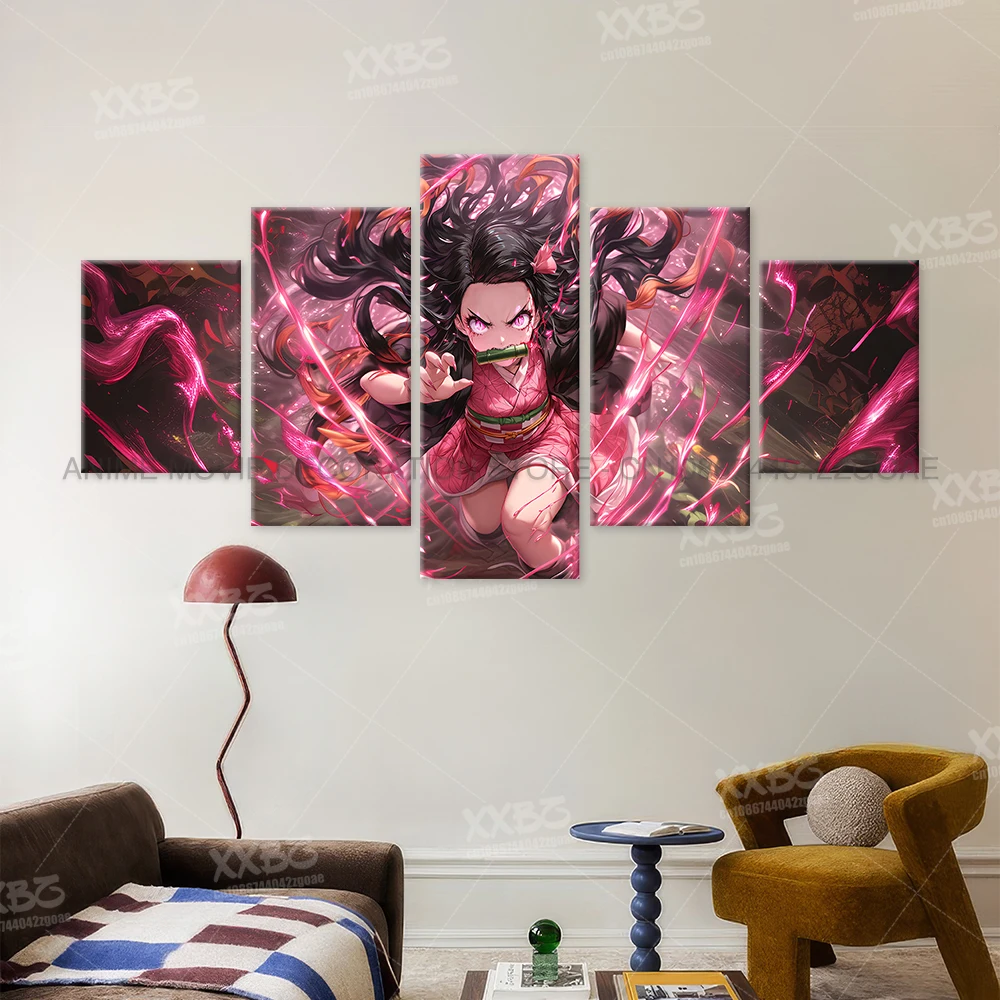Dämonentöter Kamado Nezuko Charakter Wandkunst Bilder Drucke Poster Home Decor Anime Leinwand Innengemälde Zimmer rahmenlos – Detail 2