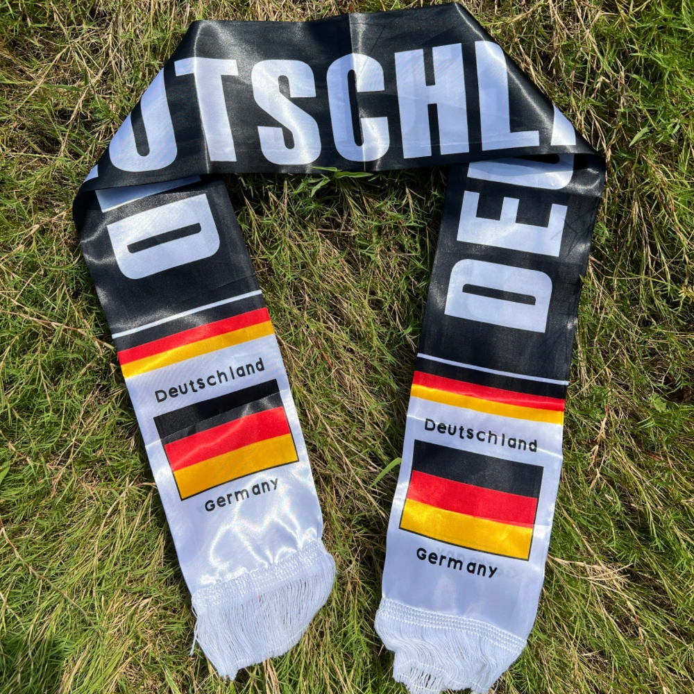 Germany  flags 14x130cm Double Side Printing Satin Football Soccer Fans Germany Scarf flags banner