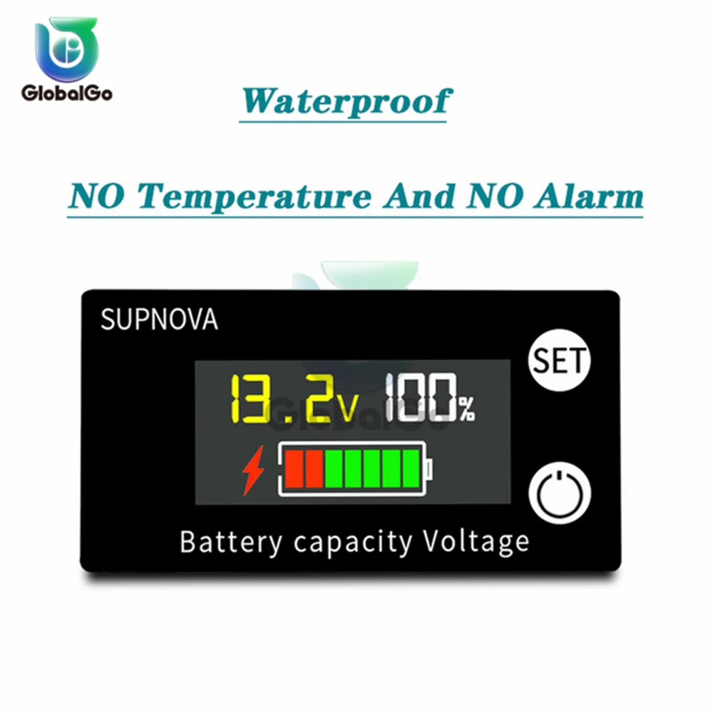 Wskaźnik naładowania baterii LCD DC 8V-100V kwasowo-ołowiowy litowo LiFePO4 motocykl samochodowy woltomierz wskaźnik napięcia 12V 24V 48V 72V