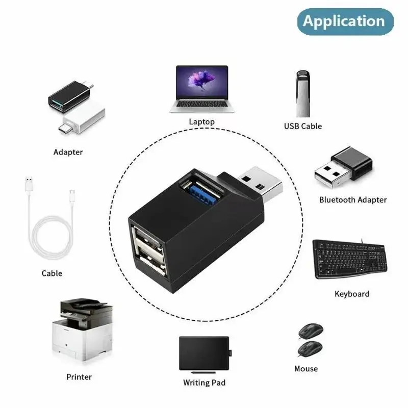 USB 3.0 محور محول موسع صندوق الفاصل الصغير 1 إلى 3 منافذ عالية السرعة USB 2.0 للكمبيوتر المحمول U القرص قارئ بطاقات