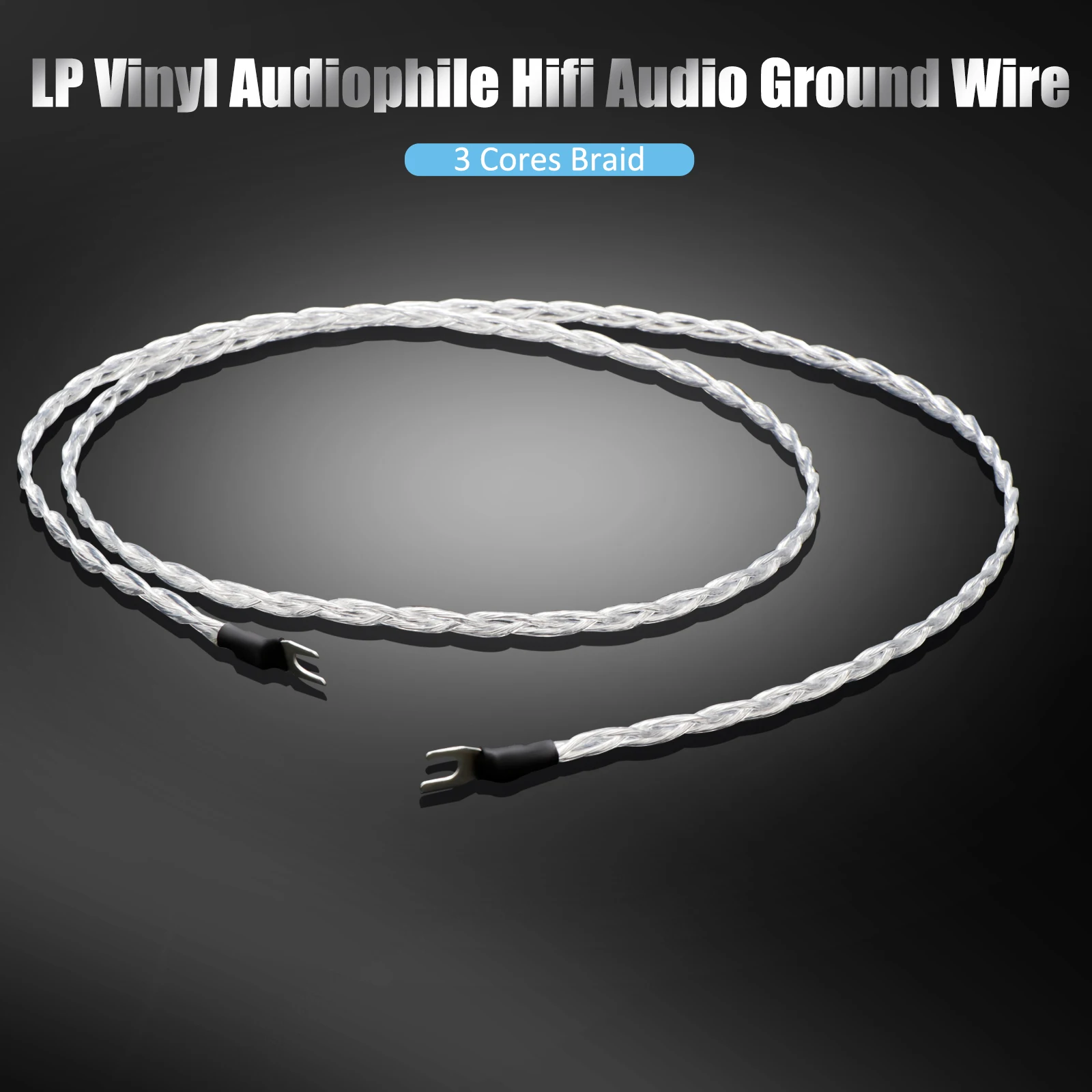 HiFi Audio CD Player ground wire 3 strands braided LP Vinyl Phono Signal Line Amplifier turntable ground wire with Y spade plug