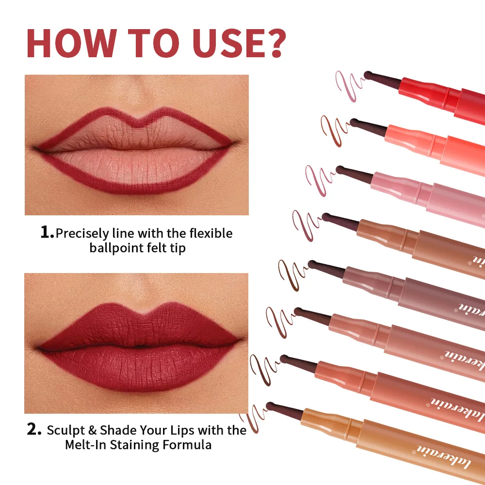 8 colores lencería de labios delineador de labios mancha de larga duración impermeable delineador de labios mancha a prueba de transferencia cosméticos de Color resistentes a las manchas