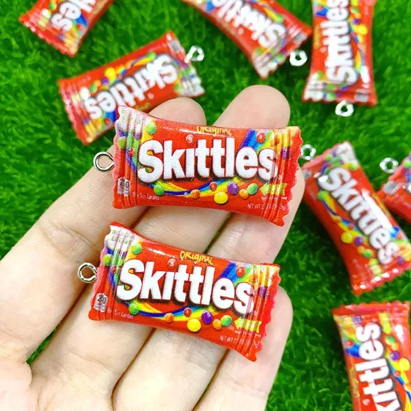 3 uds rectángulo Arco Iris chocolates caramelo resina encantos Día de los niños azúcar regalo joyería hacer Diy pendiente llavero pequeños colgantes