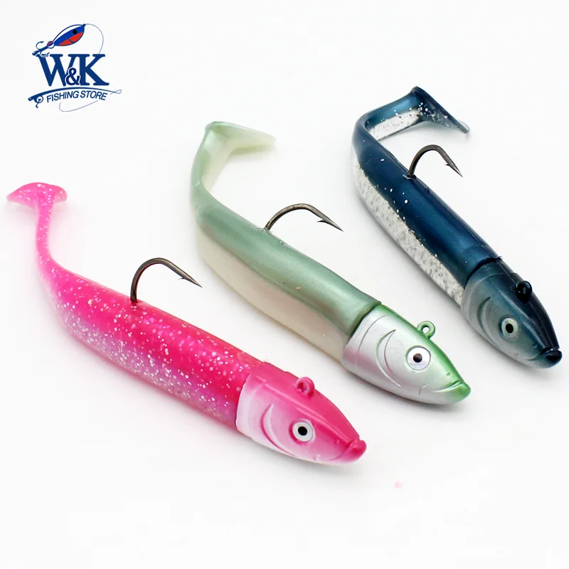 Kit de señuelo de pesca de lubina, 6cm, 7,5 cm, 9cm, 11,5 cm, 14,5 cm, cola de paleta suave con tipos de cabeza de plantilla, cebo blando para