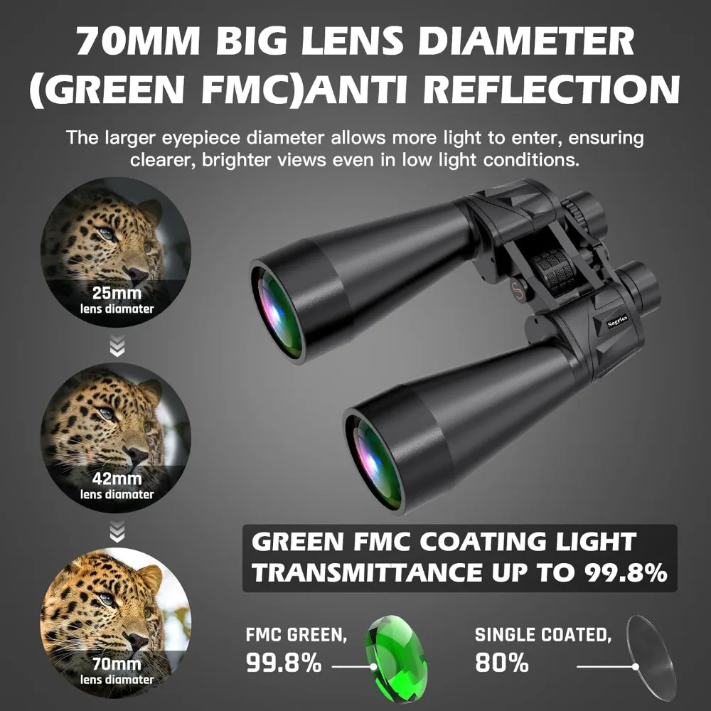 مناظير علم الفلك بفتحة كبيرة 70 مم لعرض المسافات الطويلة، مقاومة للماء والضباب #4