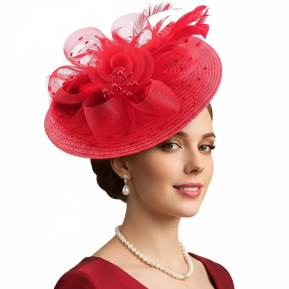 

Headpiece Exquisite Mesh Feather Headband Sweet Elegant Vintage Fascinator Hat Formal Hat Masquerade Hair Band Dance Show