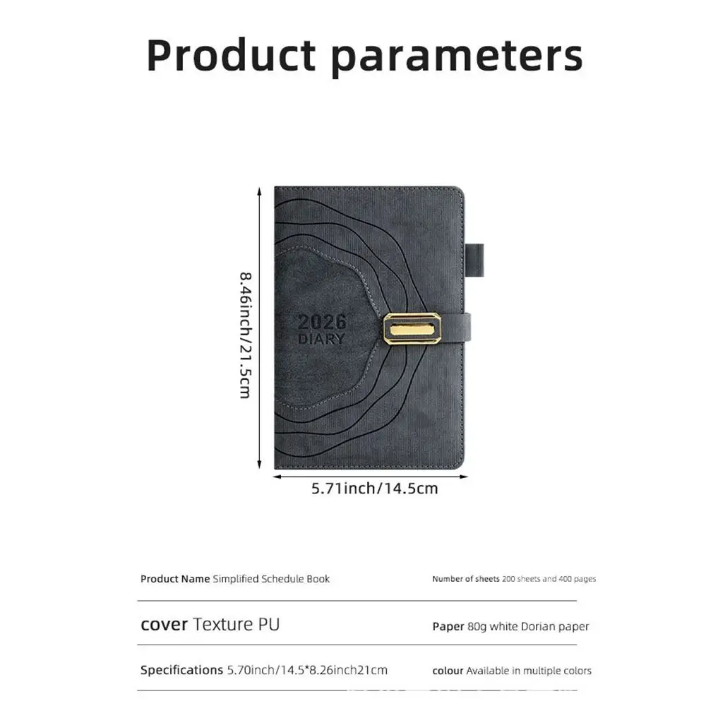 365 يومًا في اليوم 2026 جدول إنجليزي مفكرة صفحة واحدة خطة كتاب كفاءة قائمة المهام دفتر ملاحظات محمول سميك