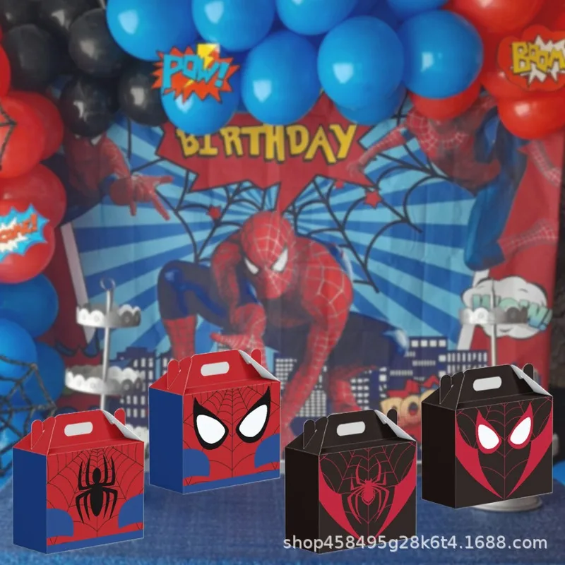Caja de Regalo con Diseño de Spider-Man, 12 Piezas, para Fiestas de Cumpleaños, Caja de Dulces, Caja de Regalo con Cuernos, Caja para Fiesta de Cumpleaños de Niños