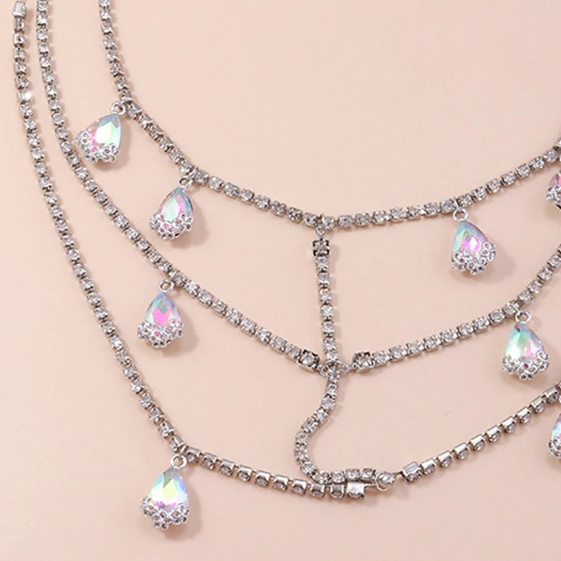 New Gothic Leg Chain Belt for Rhinestone Multi Layer Thigh Chain Party Decor for Lad