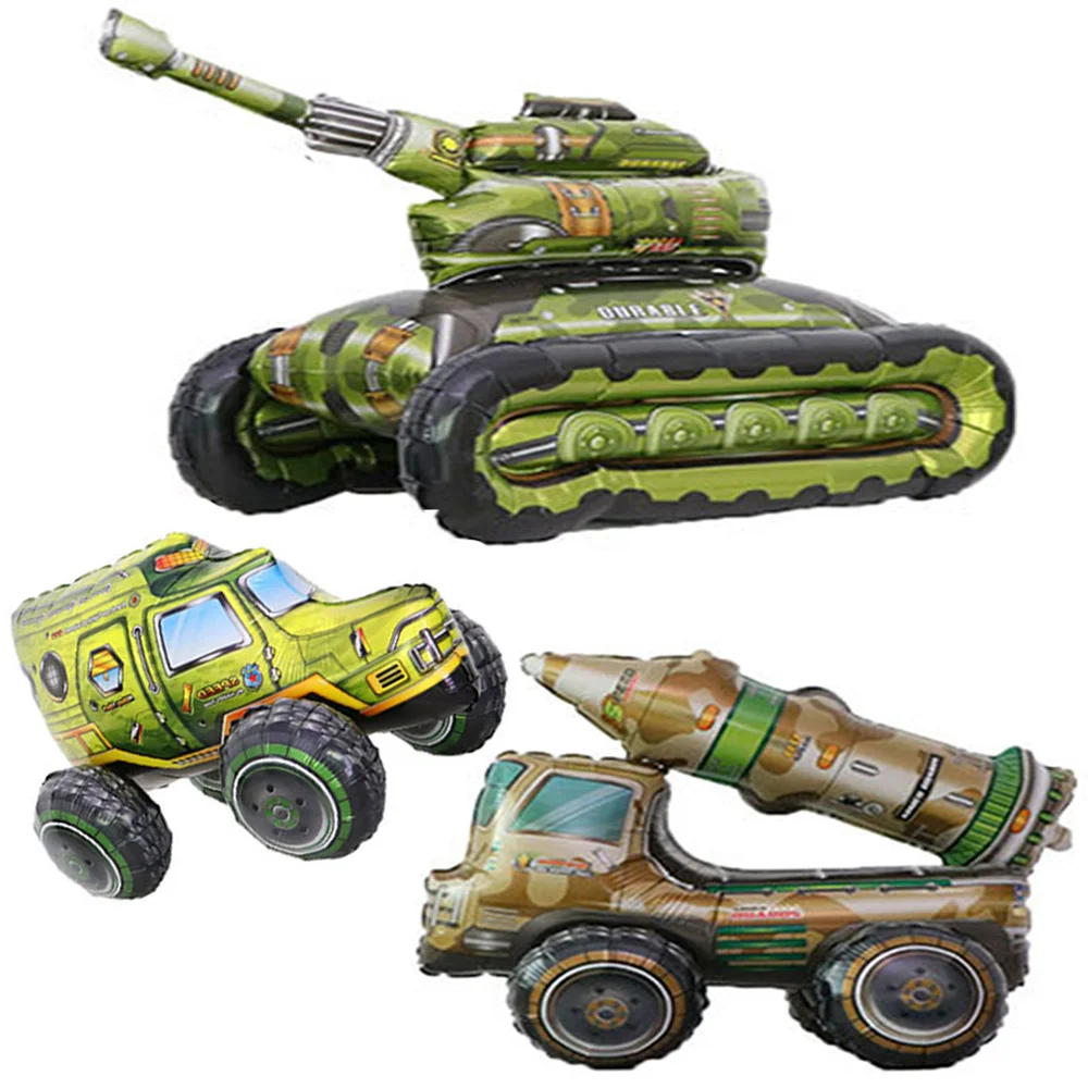 

3D Military Affairs Toy Car Foil Ballon Kids Baby Shower Boy Tank Missile vehicle Military Vehicle Birthday Party Decoration