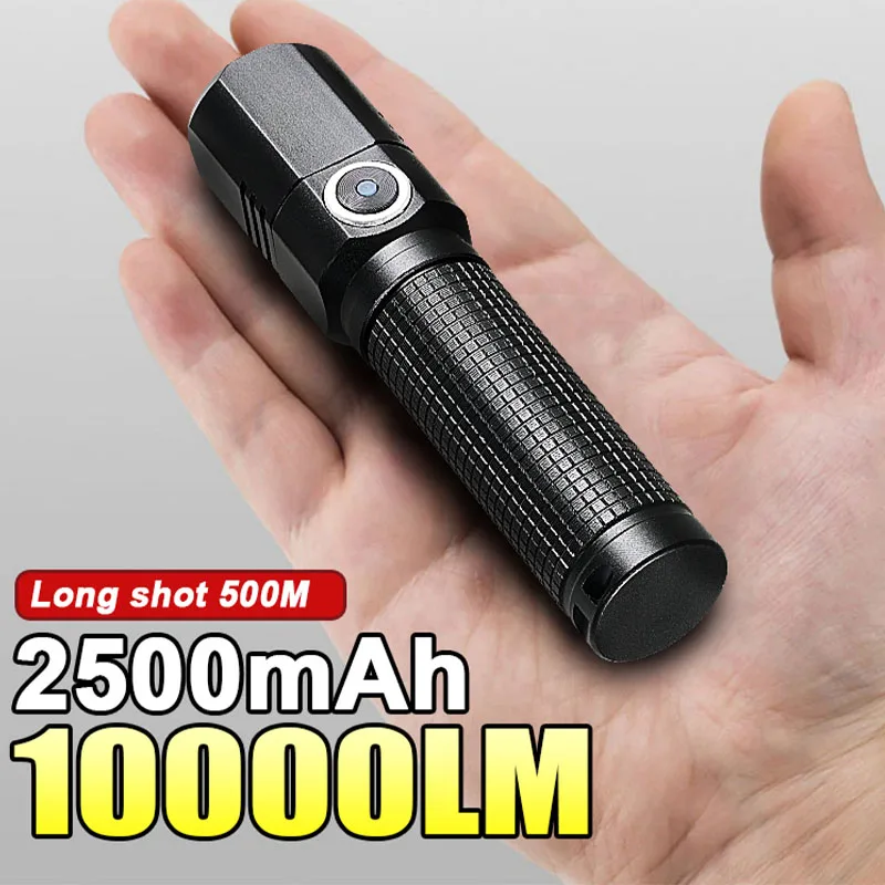 

New Powerful Mini Light Flashlight XHP50.2 High Power Led Torch USB 10000LM Rechargeable Flashlights Waterproof Emergency Lamp