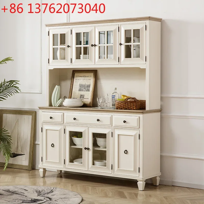 American high-end pure solid wood wine cabinet, simple light luxury tea multi-functional storage double-layer cabinet