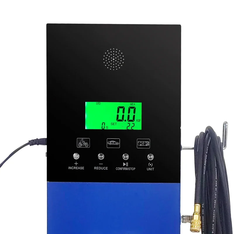 Advanced vertical tire inflator with precision pressure gauge and quick-connect hose