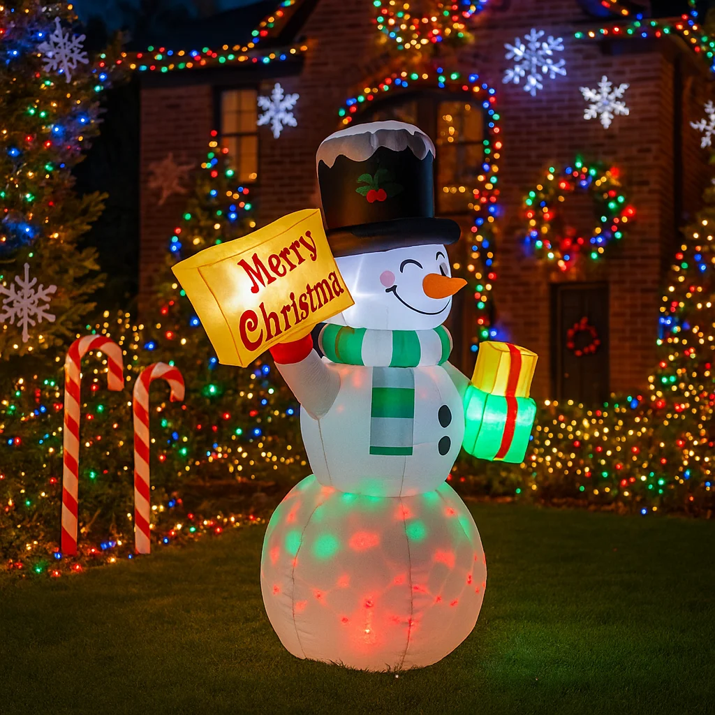 1.5 متر/5FT زينة عيد الميلاد لعبة قابلة للنفخ ثلج عقد الهدايا ساحة المنزل الحلي LED ديكور عيد الميلاد مع لعبة ديكور الحفلات #4