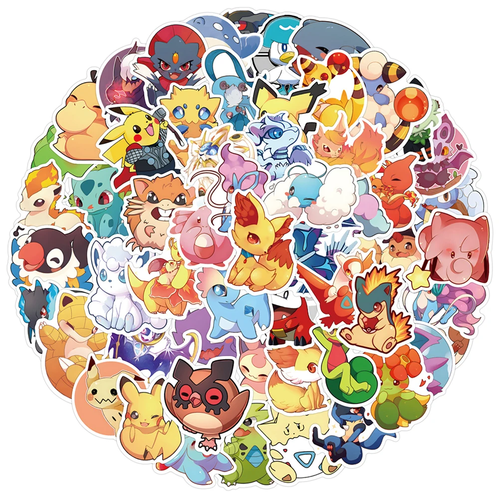 

10/30/50/100PCS Mix Cute Pokemon Anime Game Stickers Decoration DIY Phone Notebook Suitcase Laptop Graffiti Funny Sticker Toy