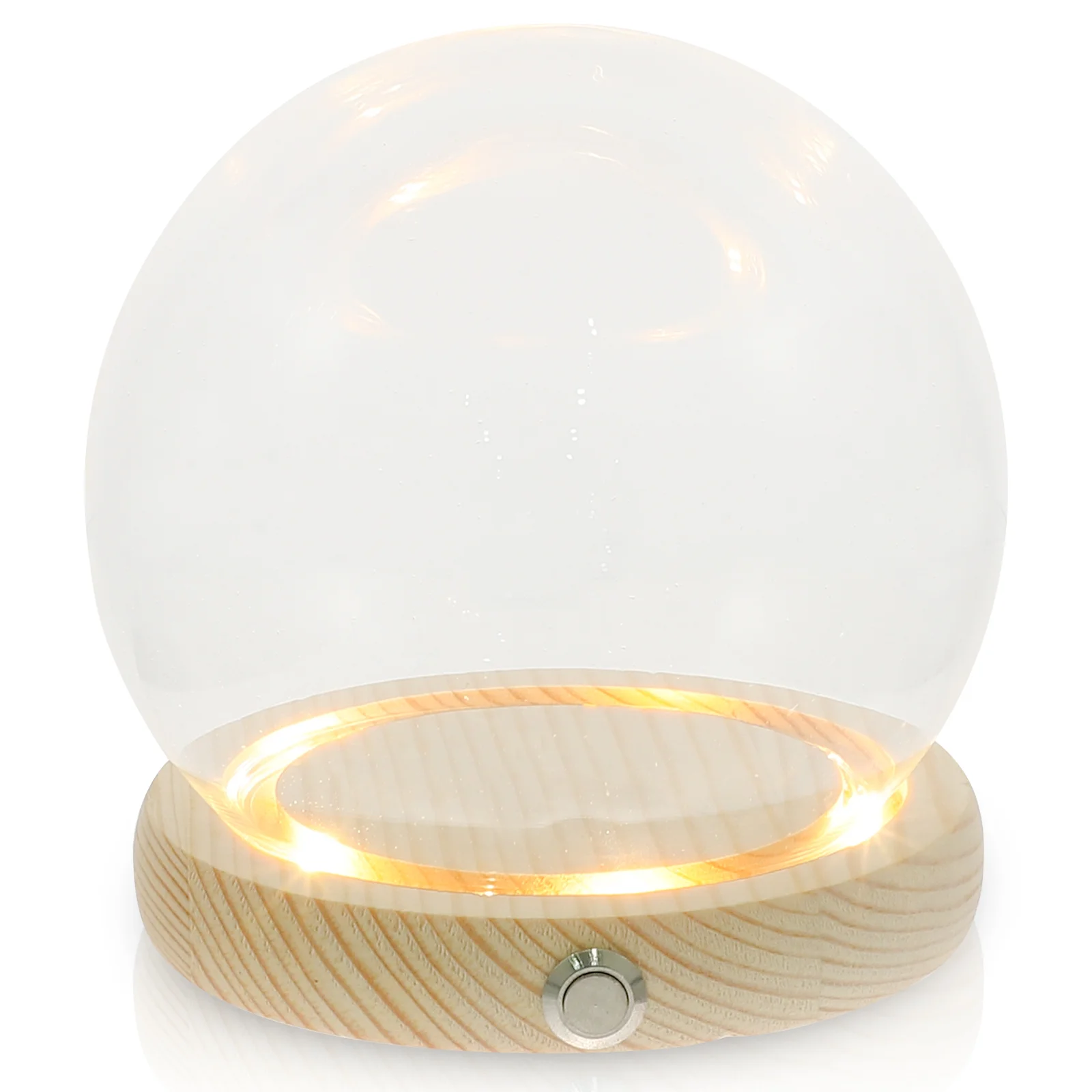 

Plant Decor Hand-Made Glass Cover Dome with Glowing Base Transparent Flower Wooden Toddler