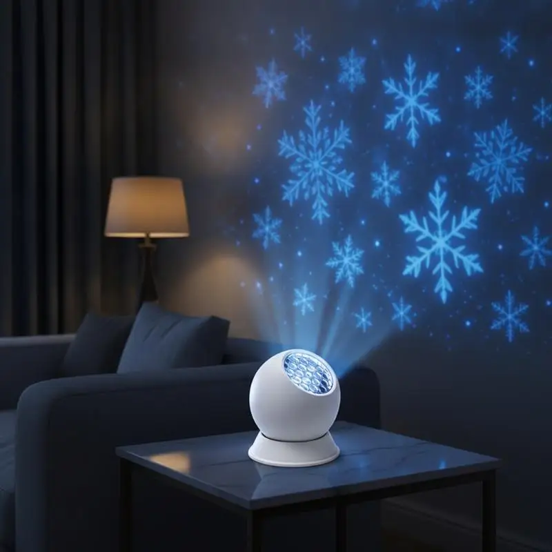 Snowflake Projector Lamp Dynamic Rotating LED Projection Light for Bedroom Christmas Party Ambient Decor
