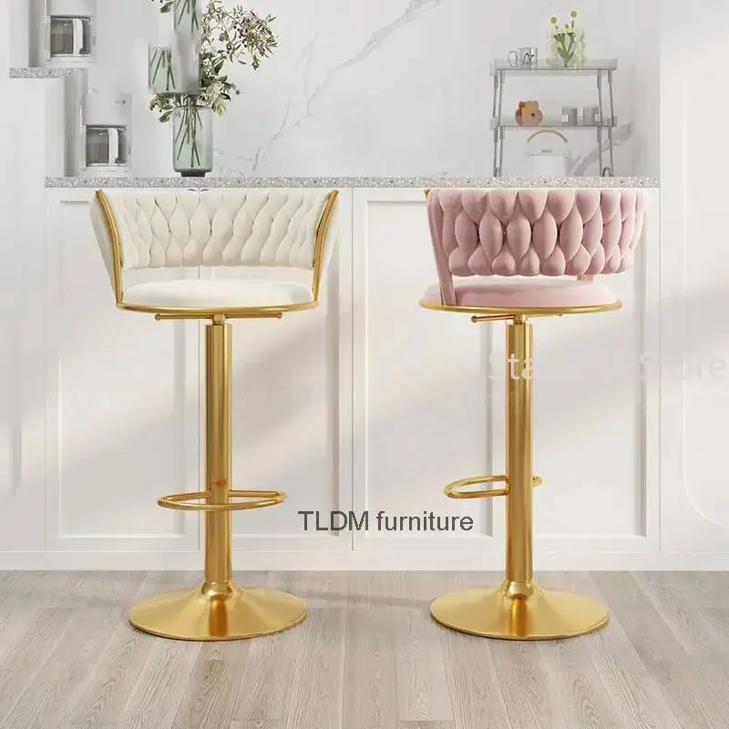 

Стул-табурет для кухни, бара, кафе, велюровый, в скандинавском стиле, регулируемый, поворотный, золотой, дизайнерский, высокий, роскошный, барная мебель Alto MQ50BY