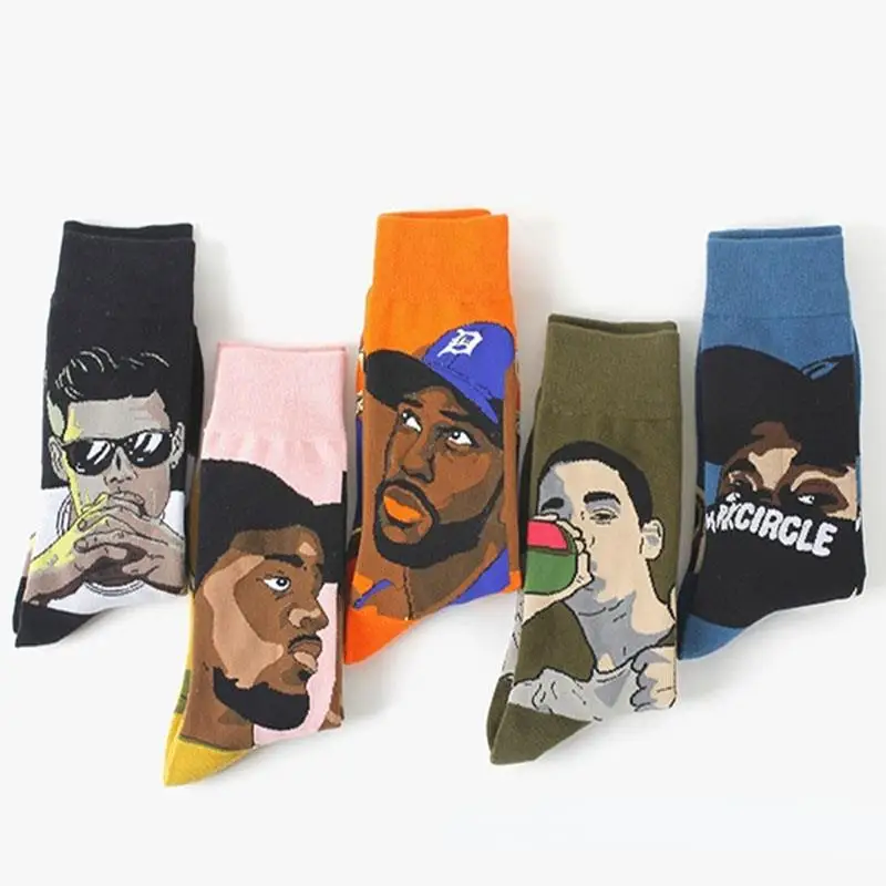 Cartoon anime cotton socks trend medium tube socks breathable jacquard trend socks