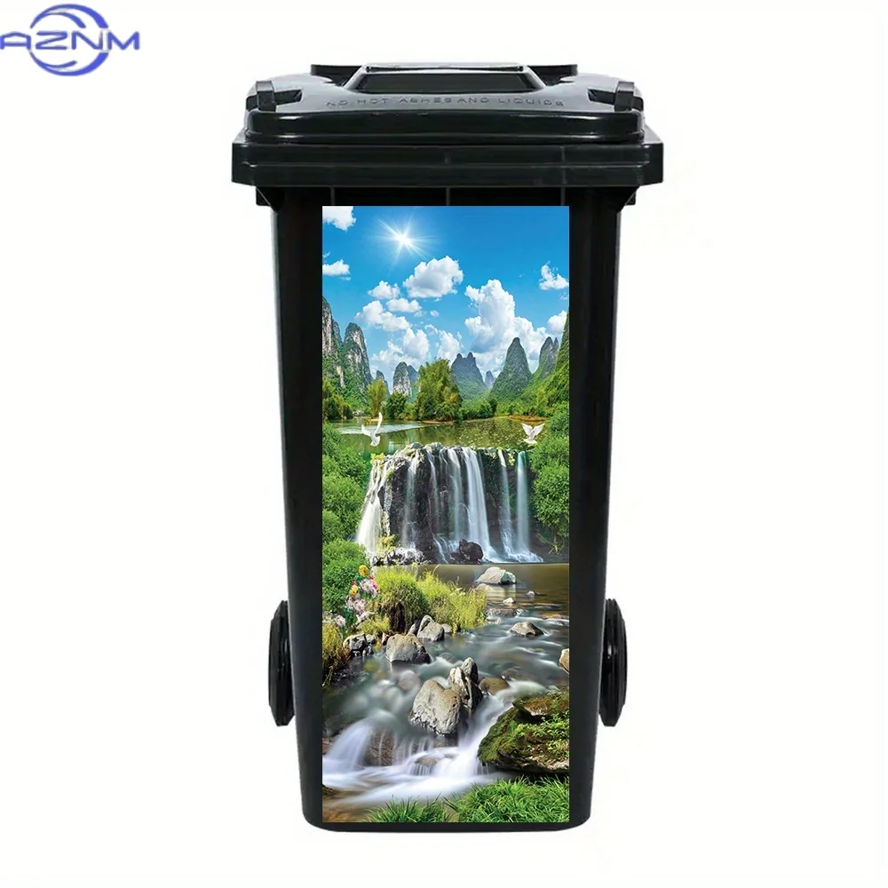 1pc of Decorative PVC Stickers Featuring a Picturesque View of Mountains, Rivers, And Waterfalls Beneath a Blue Sky with White