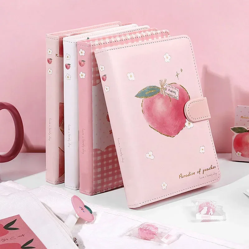 Imagem -02 - Peach Pink Magnetic Buckle Notebook Diário Diário Planejador Material Escolar Papelaria Coreano Meninas Presente Bonito Doce a5