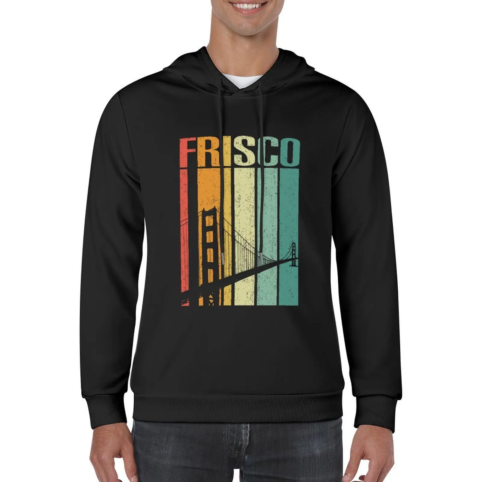 Vintage San Francisco Bay Bridge Retro Frisco Hoodie clothes for men autumn clothes korean style clothes graphic hoodie